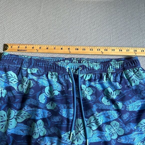 Mens Vineyard Vines XL Swim Trunks Board Shorts Blue Fish Tropical Flowers Liner - Picture 6 of 7